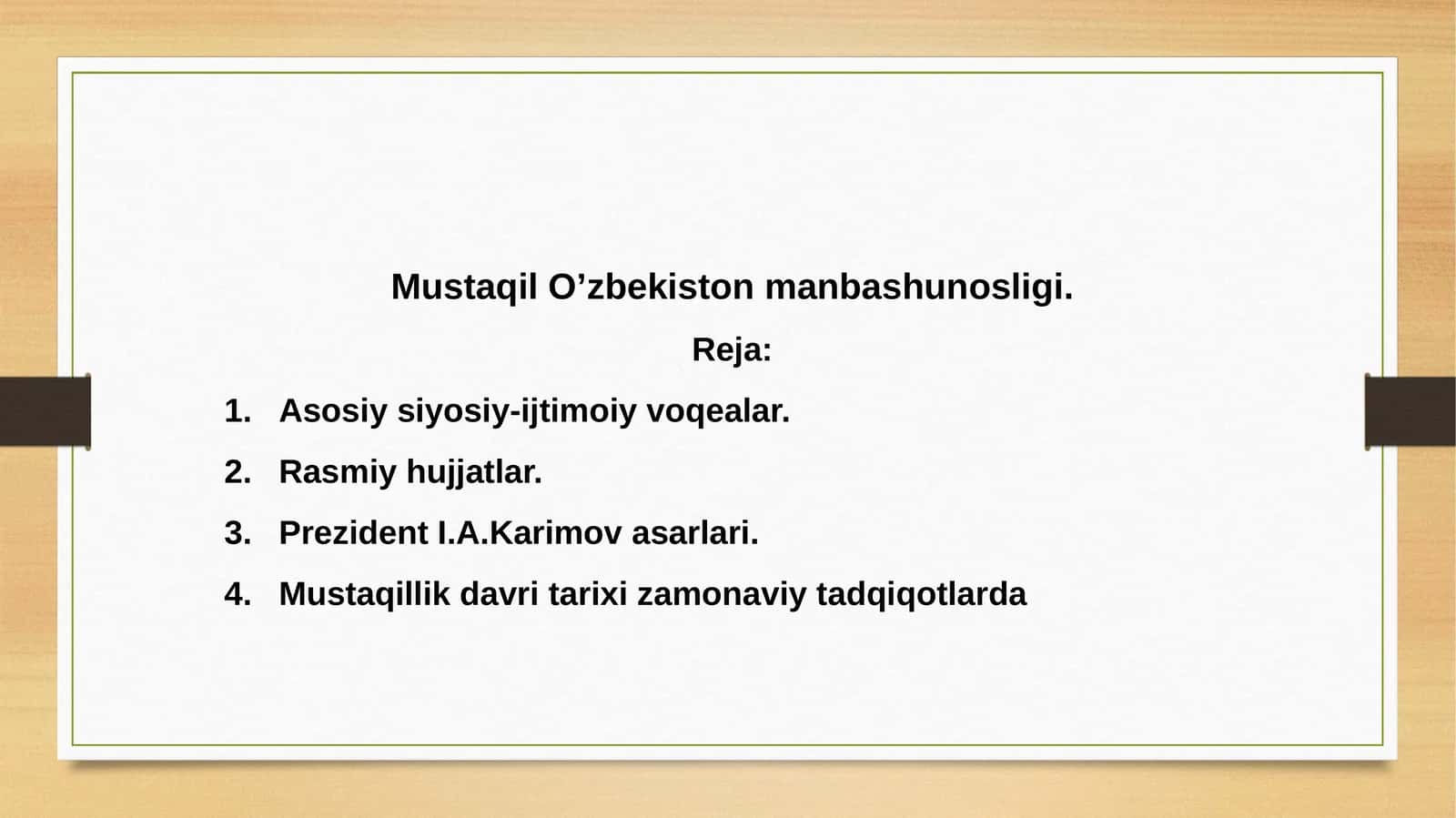 Mustaqil O’zbekiston manbashunosligi 1