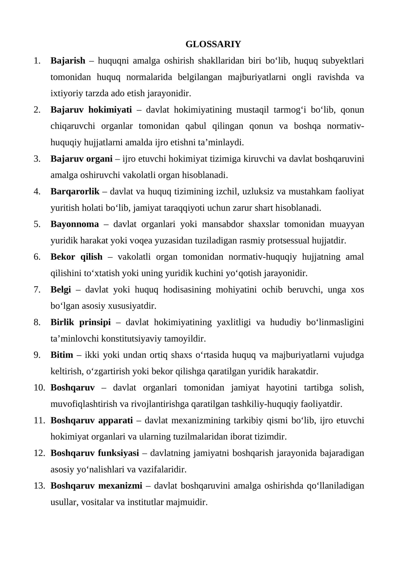 Davlat huquq nazariyasi fanidan B harfi uchun Glossariy 1