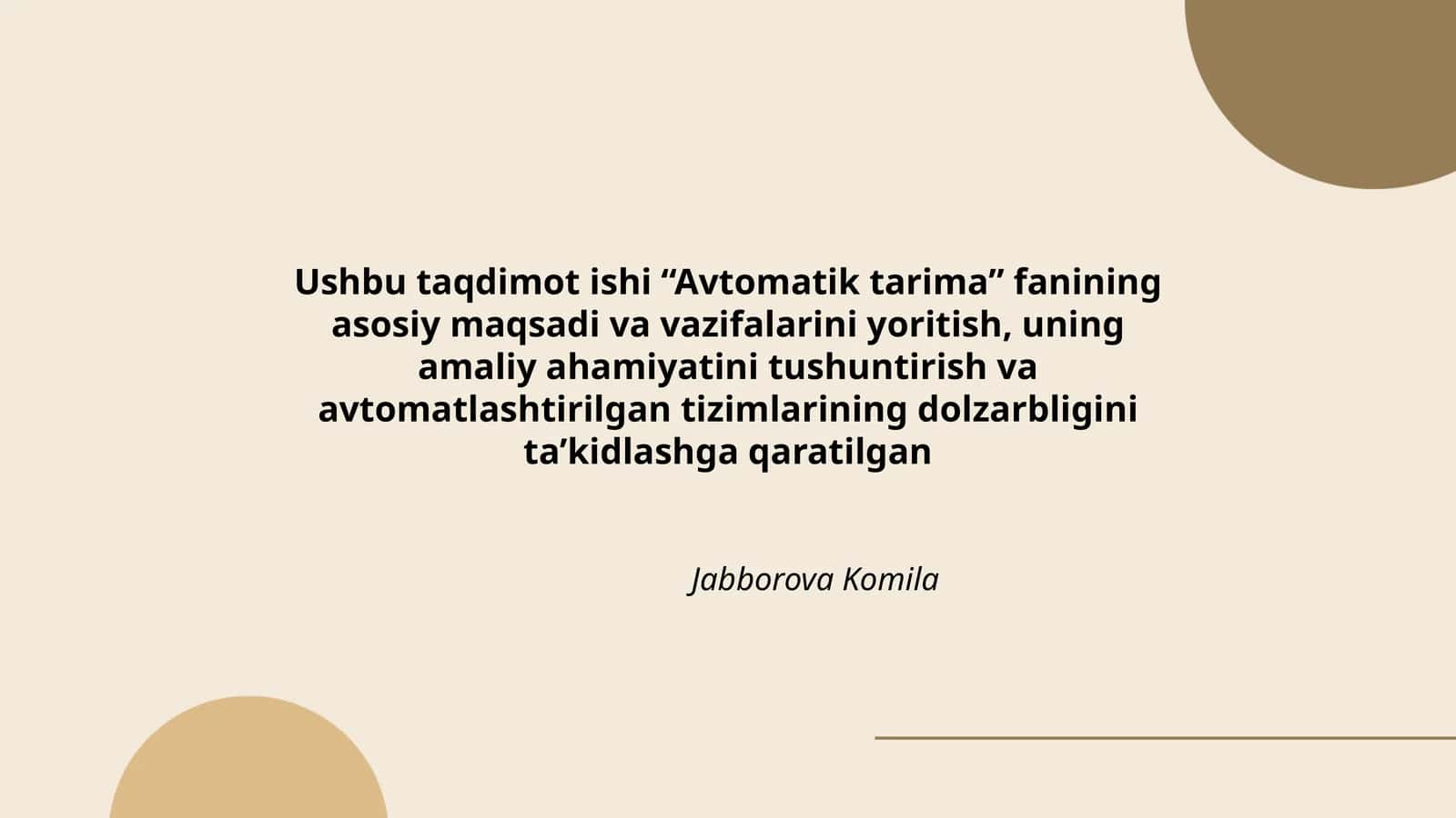 Avtomatik tarima 1