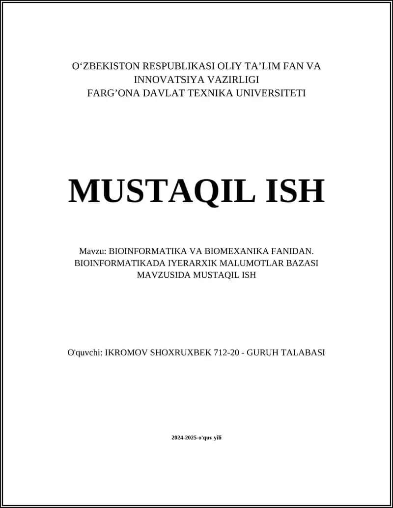 BIOINFORMATIKA VA BIOMEXANIKA FANIDAN 1