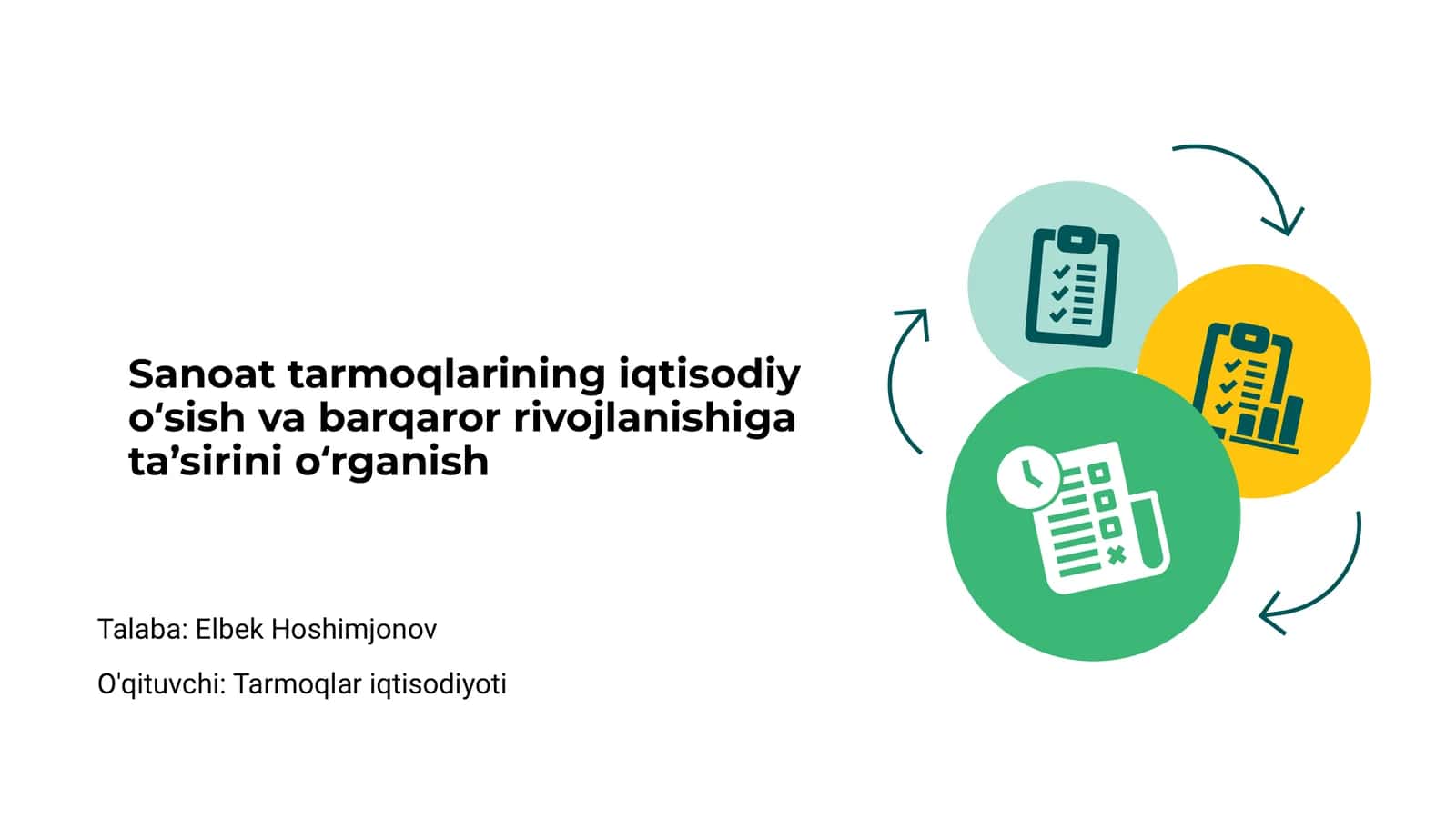 Sanoat tarmoqlarining iqtisodiy o‘sish va barqaror rivojlanishiga ta’sirini o‘rganish 1