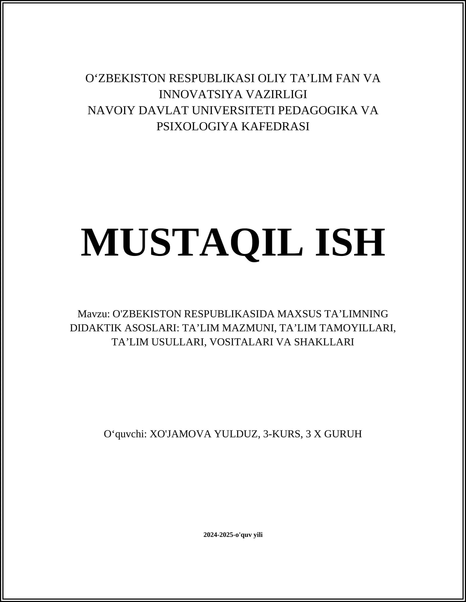 Maxsus ta'limning nazariy asoslari 1