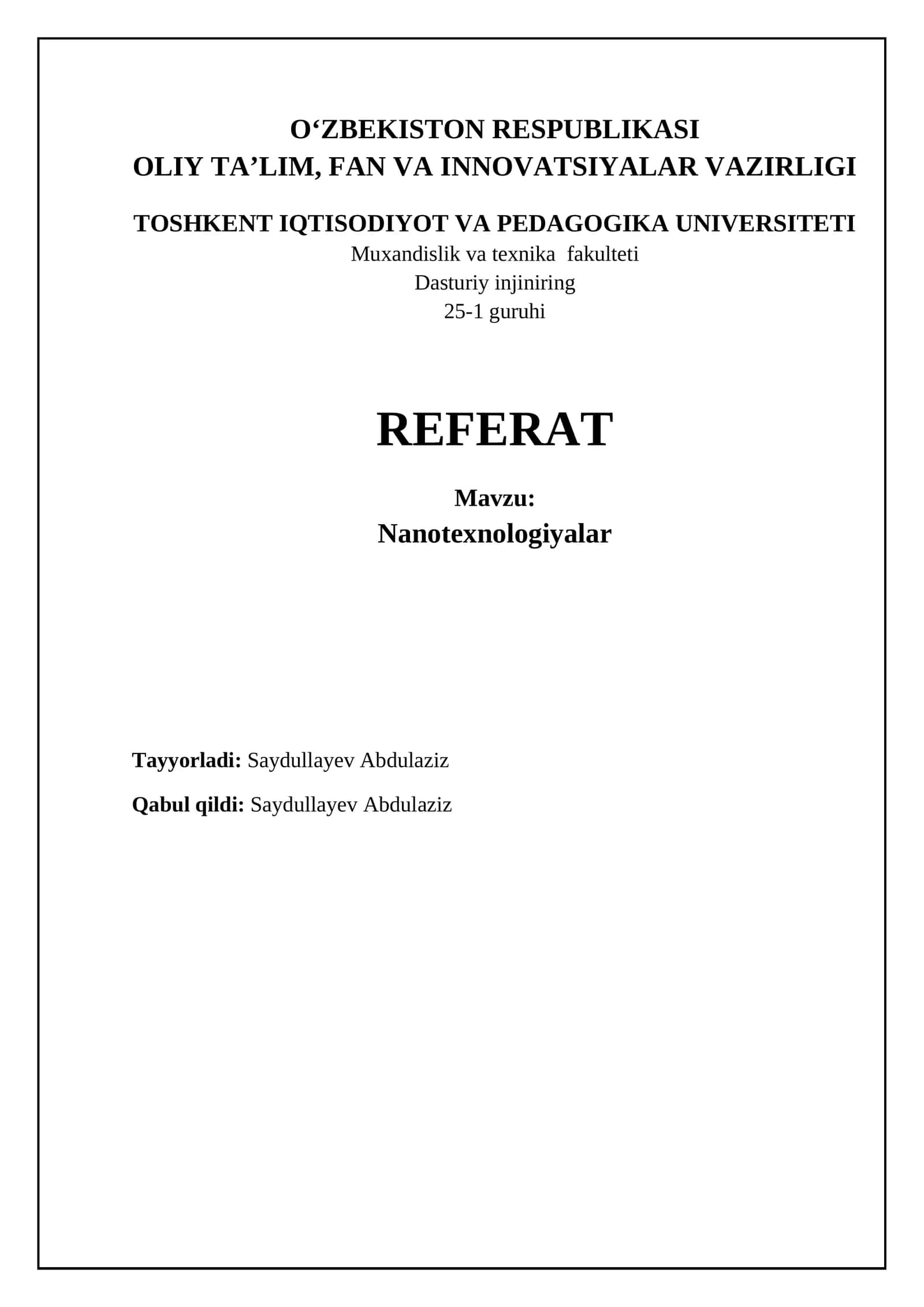 Nanotexnologiyalar: Ta'rif, Asosiy Tushunchalar va Tarix 1