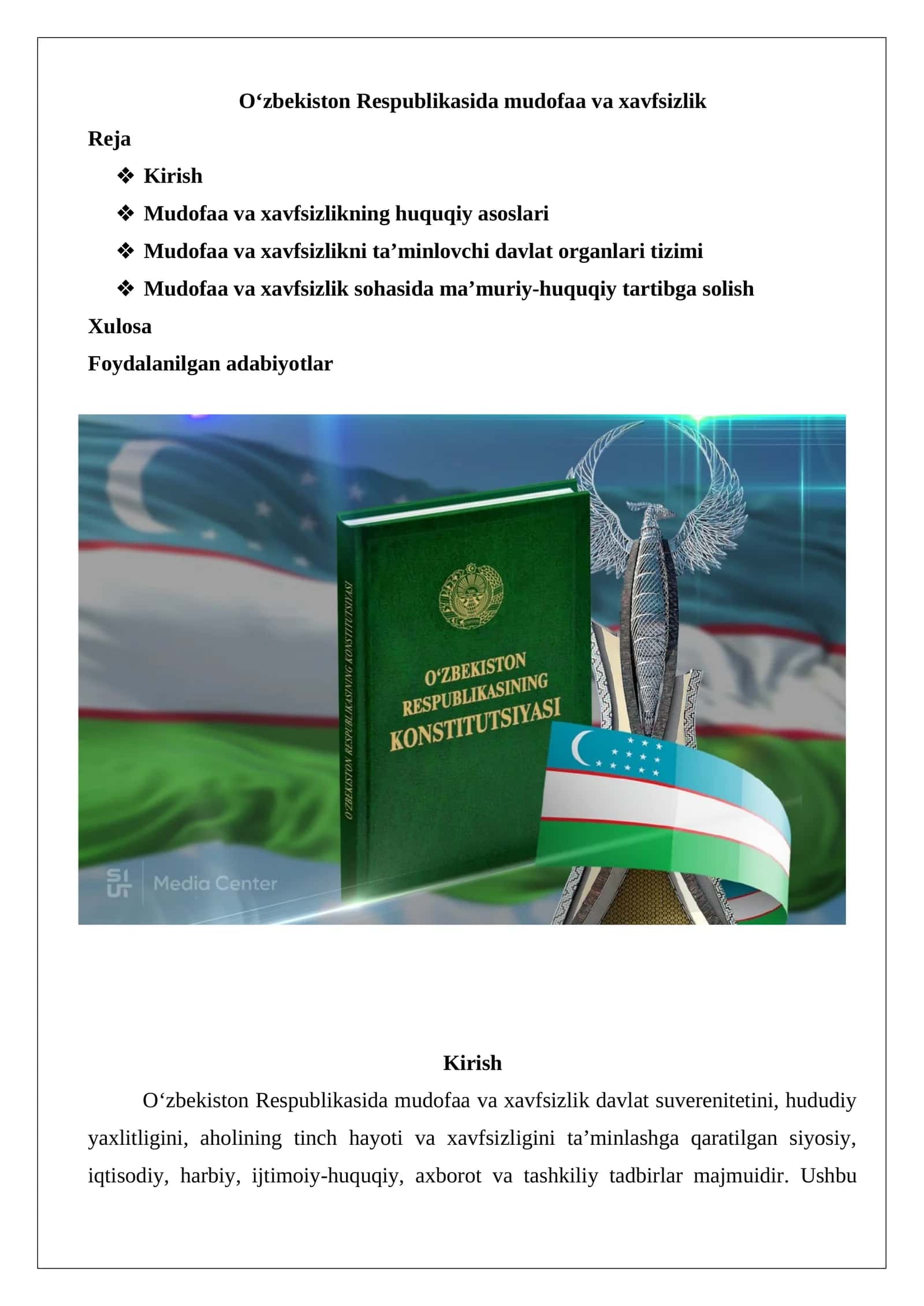 O‘zbekiston Respublikasida mudofaa va xavfsizlik 1