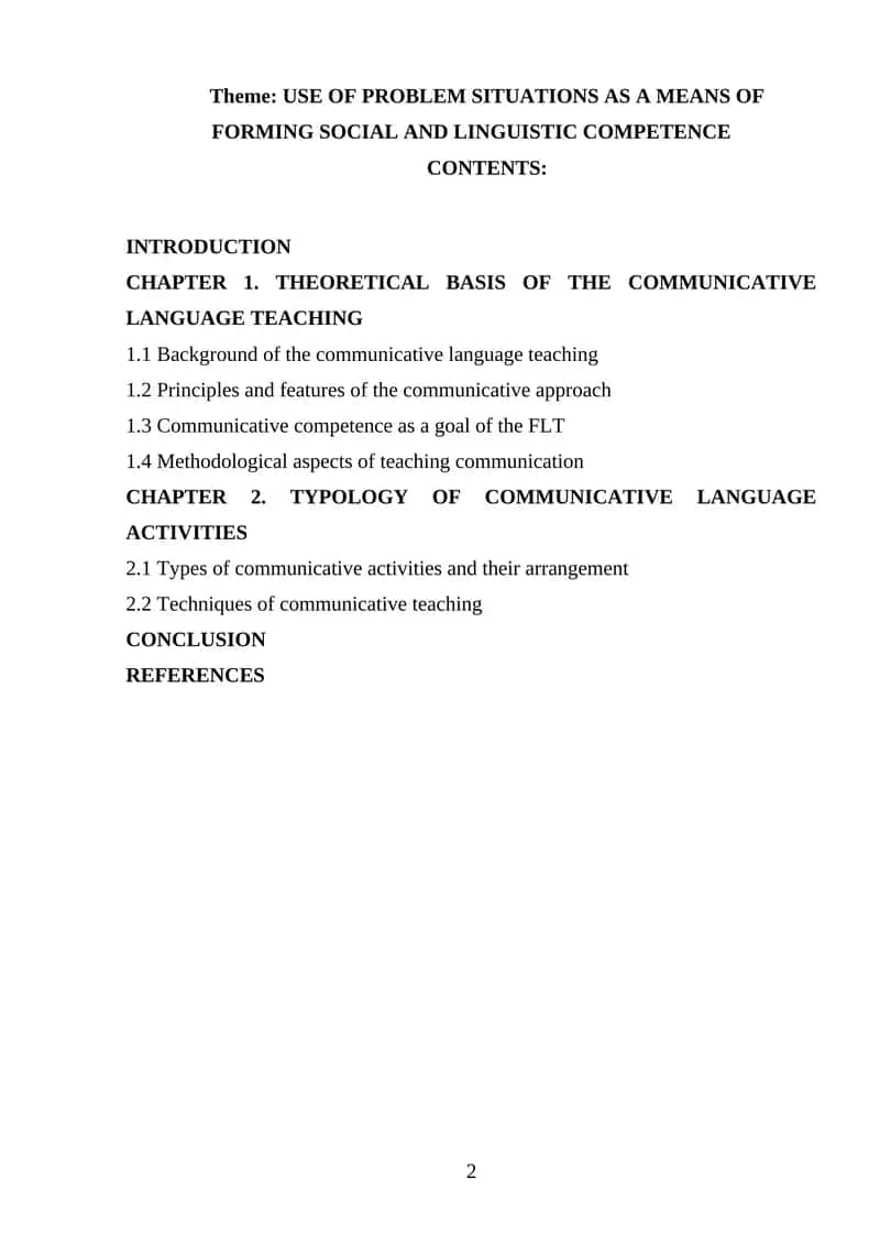 Use of Problem Situations as a Means of Forming Social and Linguistic Competence 1