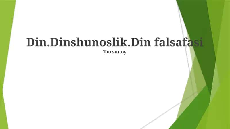 Din.Dinshunoslik.Din falsafasi 1