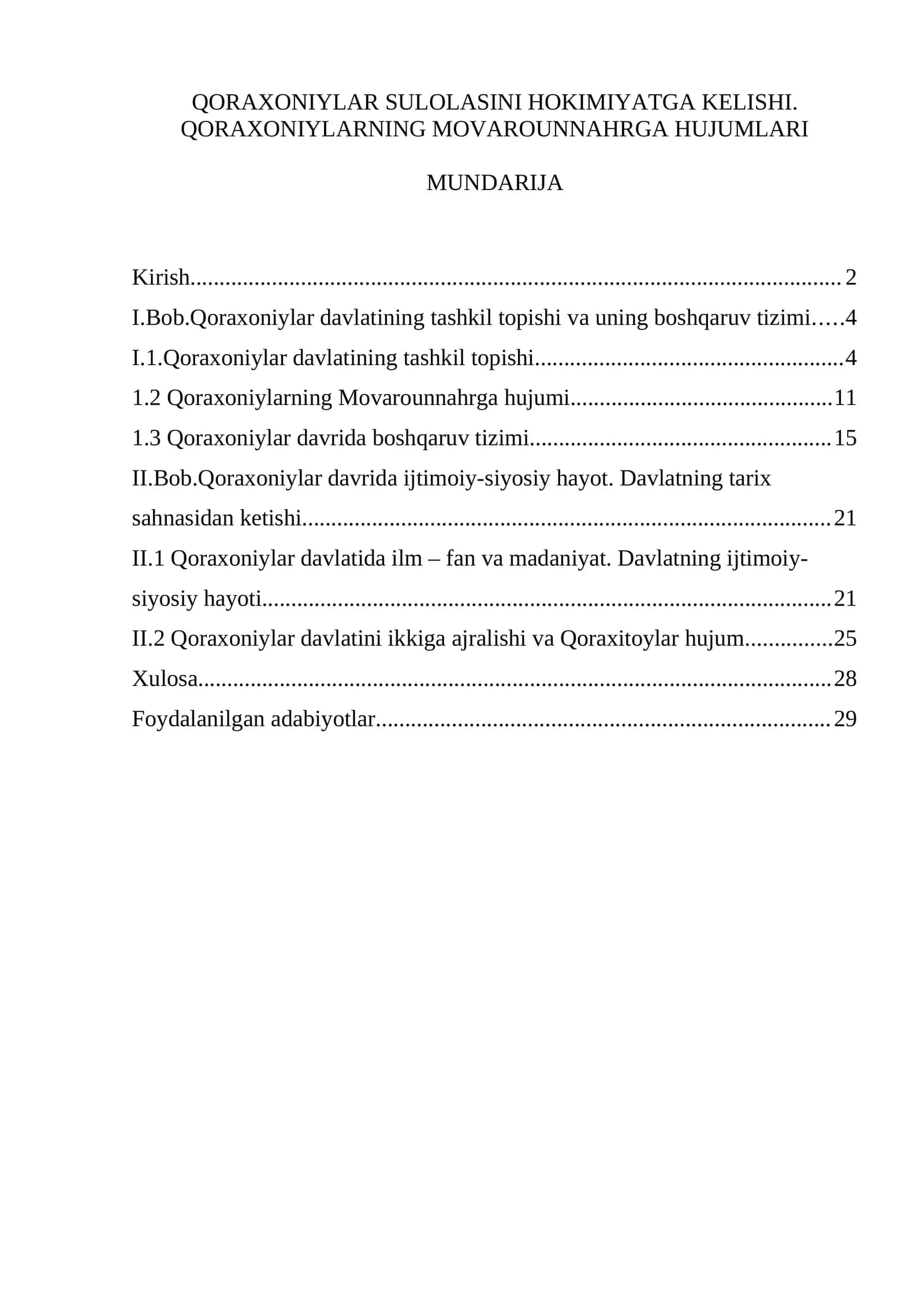 QORAXONIYLAR SULOLASINI HOKIMIYATGA KELISHI. QORAXONIYLARNING MOVAROUNNAHRGA HUJUMLARI 1