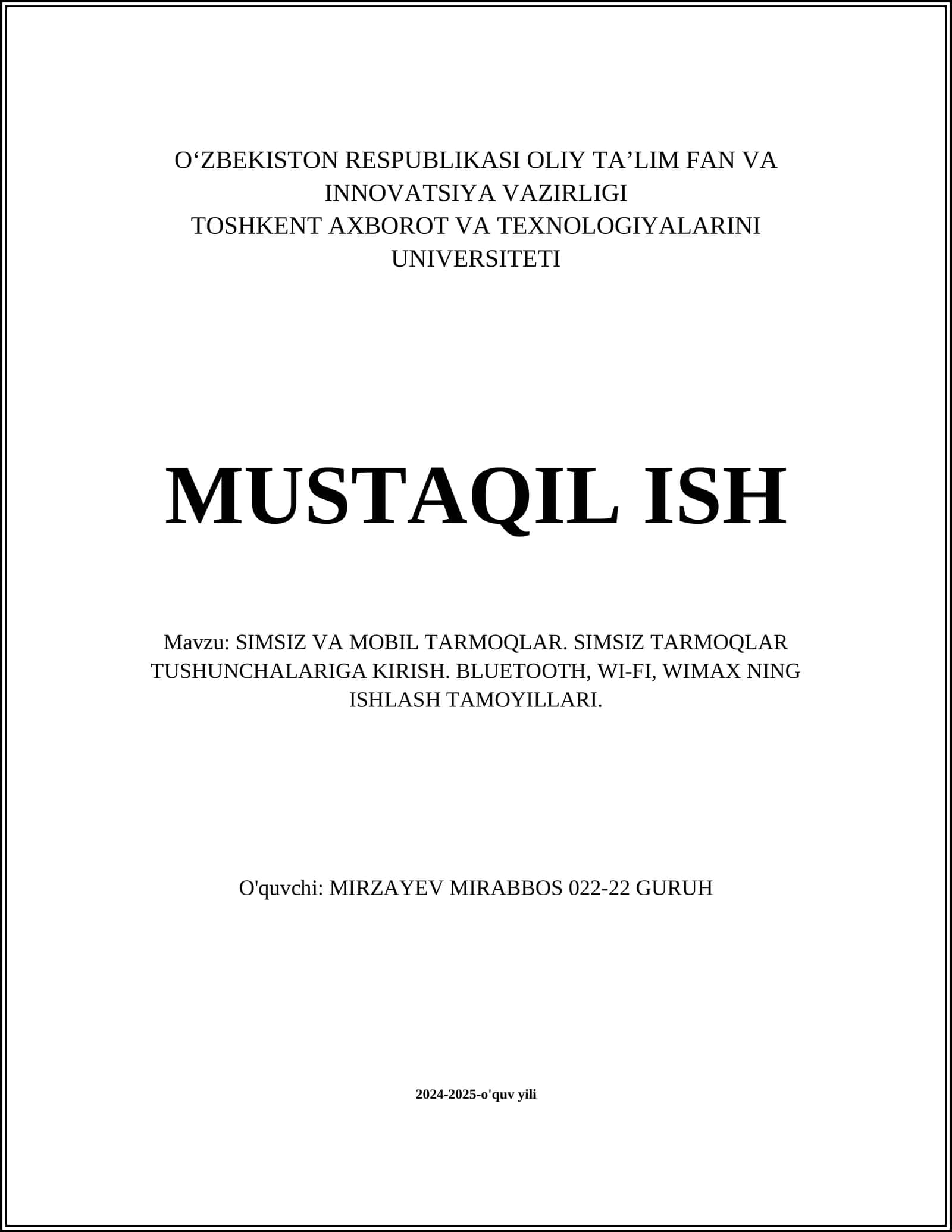 SIMSIZ VA MOBIL TARMOQLAR 1