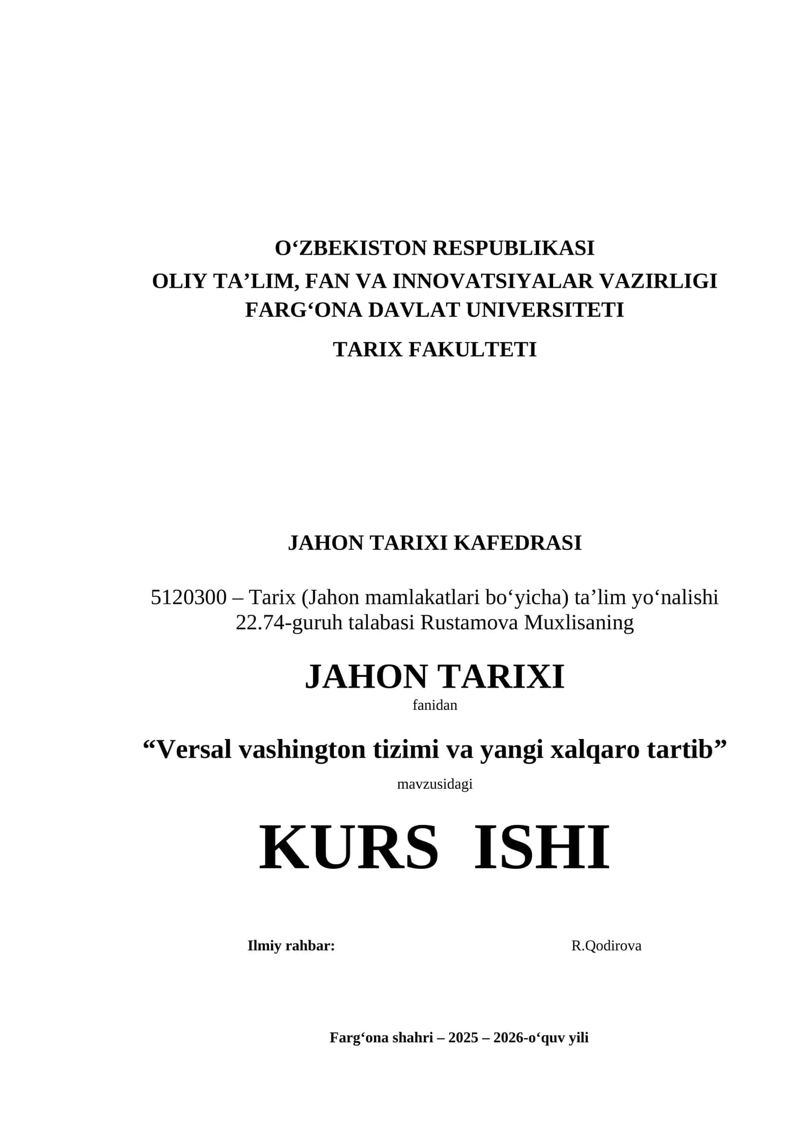 Versal vashington tizimi va yangi xalqaro tartibi 1