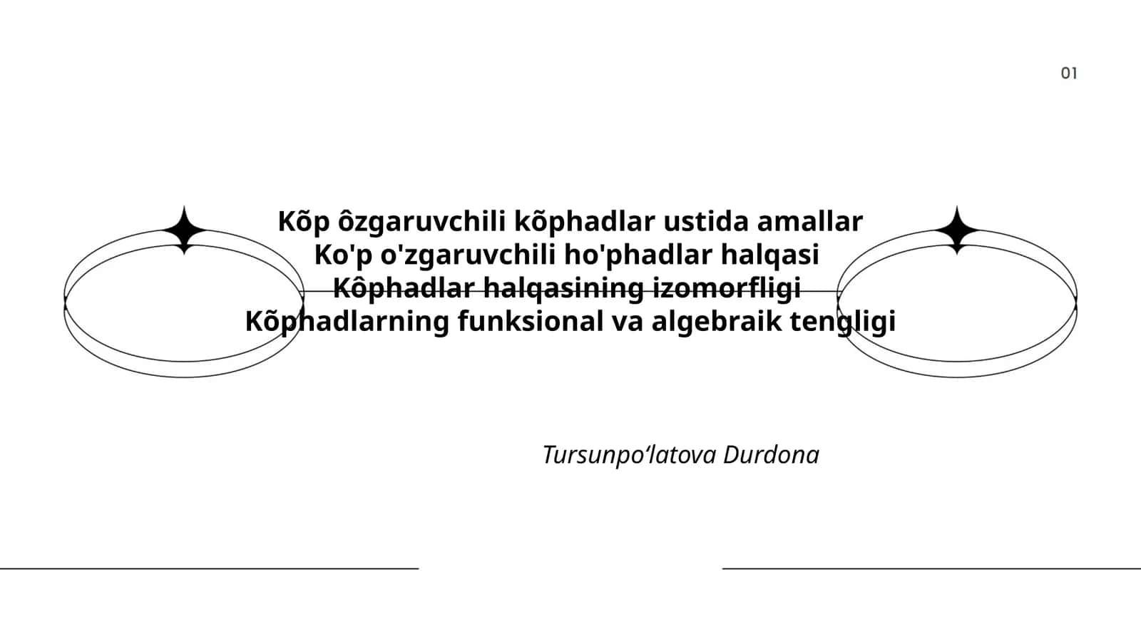 Ko'p o'zgaruvchili ho'phadlar halqasi 1