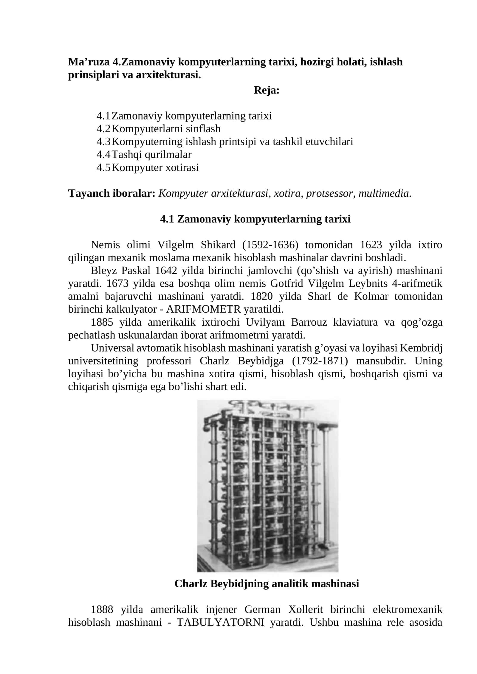 Zamonaviy kompyuterlarning tarixi 1