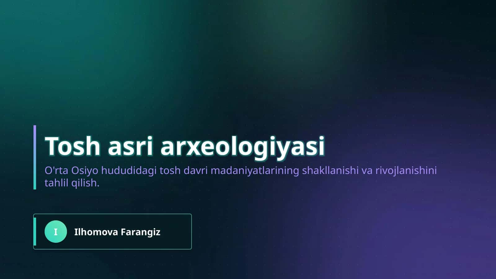 Tosh asri arxeologiyasi 1