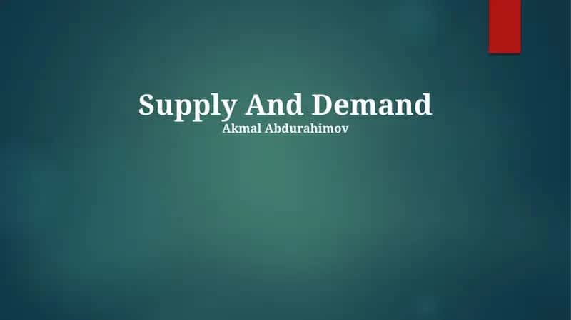 Supply And Demand 1