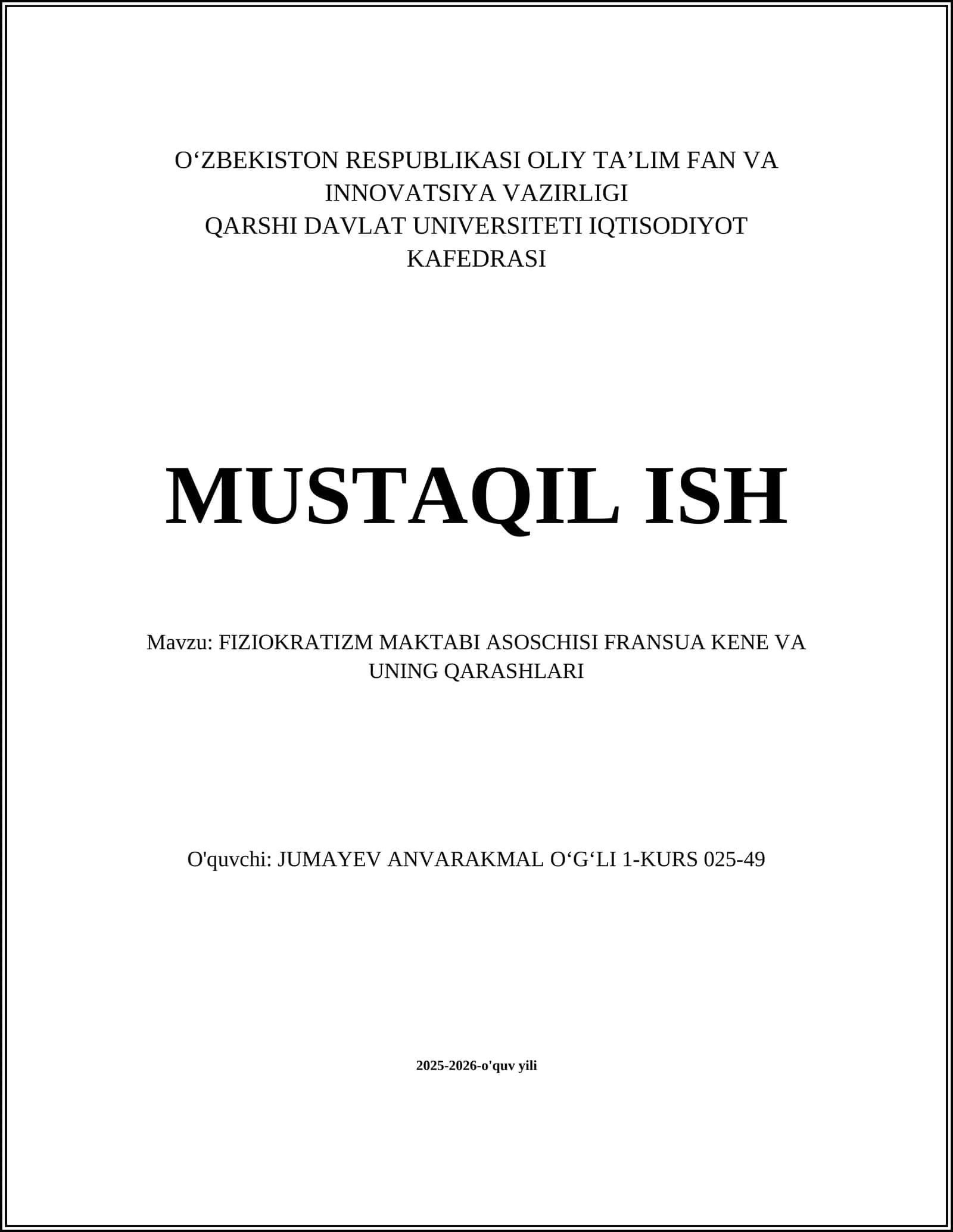 Fransua Kene va uning Qarashlari 1