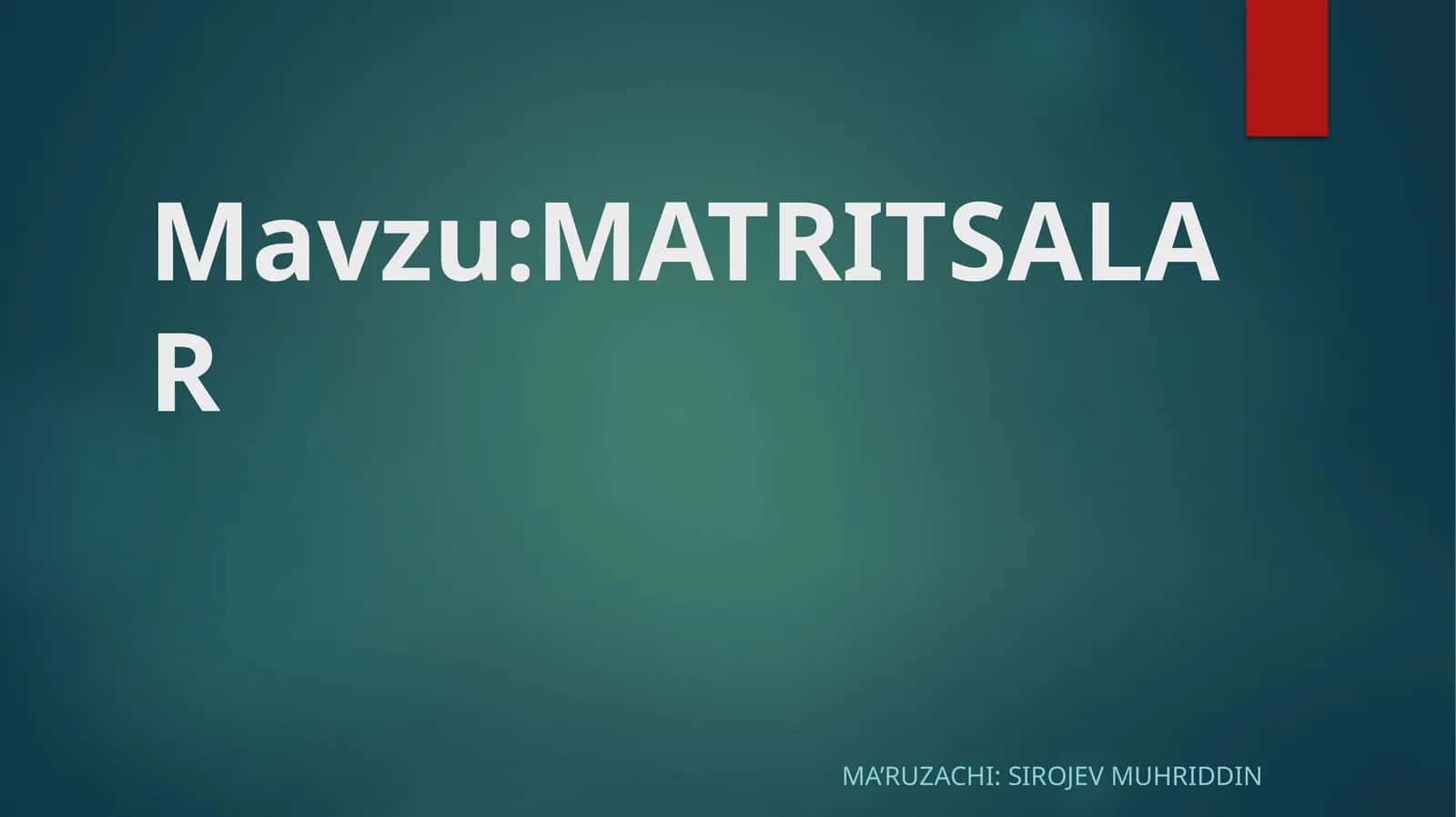 MATRITSALAR 1