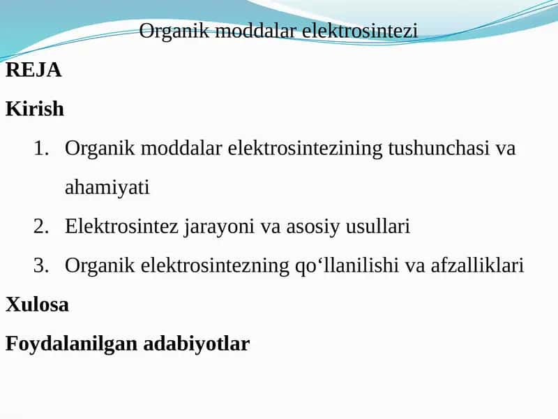 Organik Mollar Elektrosintezi 1