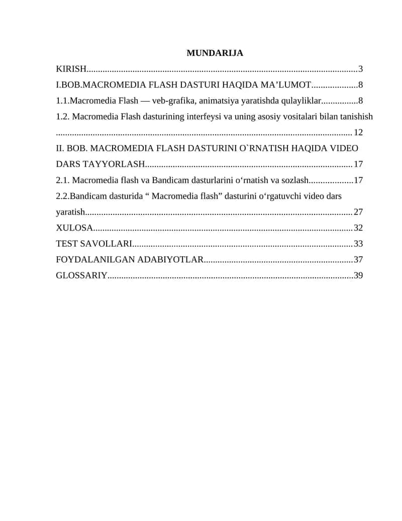 MACROMEDIA FLASH DASTURI HAQIDA MA’LUMOT 1