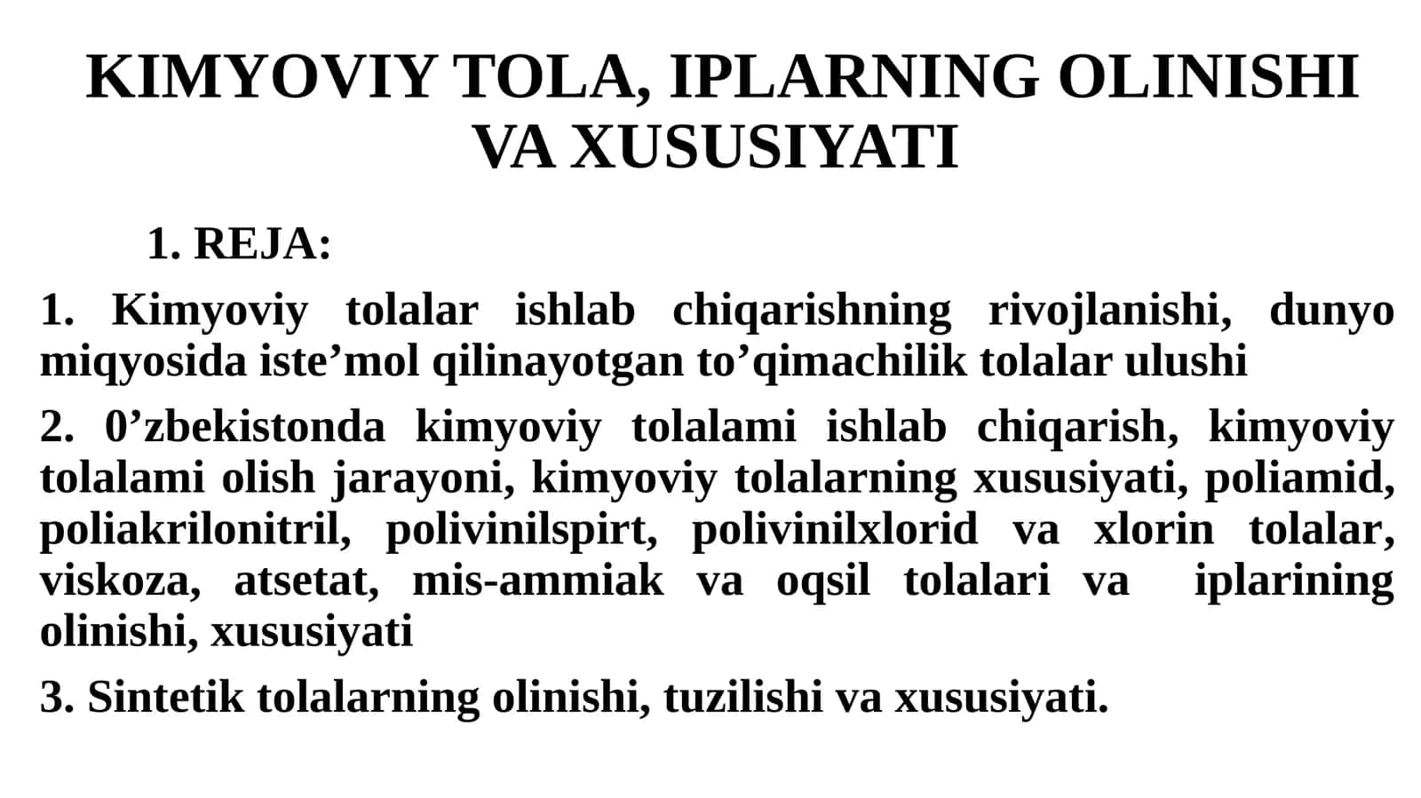 KIMYOVIY TOLA, IPLARNING OLINISHI VA XUSUSIYATI 1