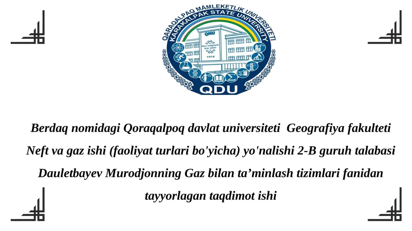Gaz bilan ta’minlash tizimlari 1