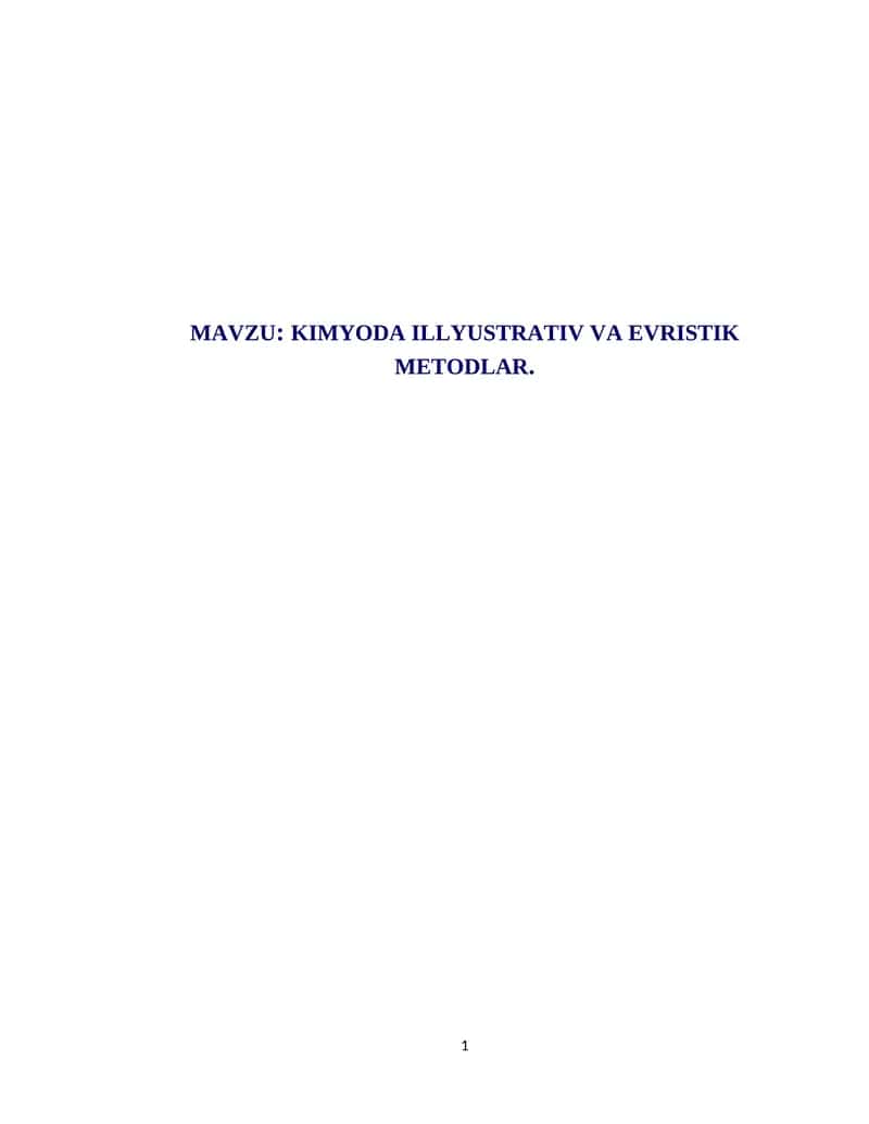 KIMYODA ILLYUSTRATIV VA EVRISTIK METODLAR 1