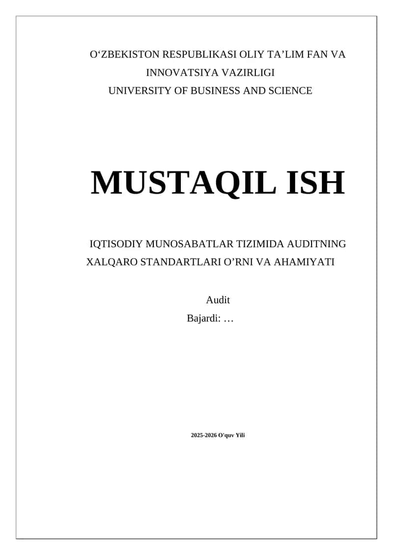 Xalqaro Audit Standartlari 1