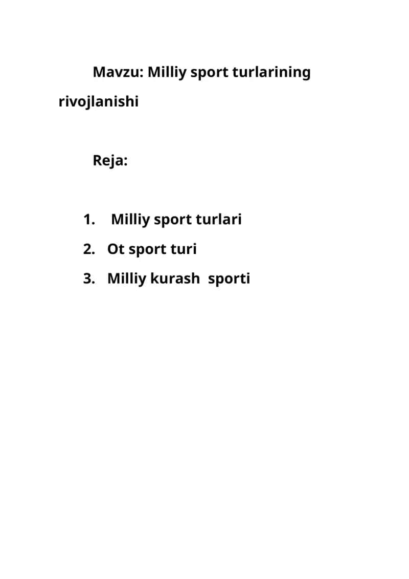 Milliy sport turlarining rivojlanishi 1