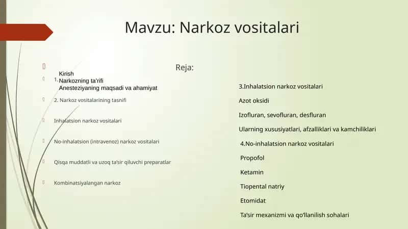 Narkoz vositalari 1