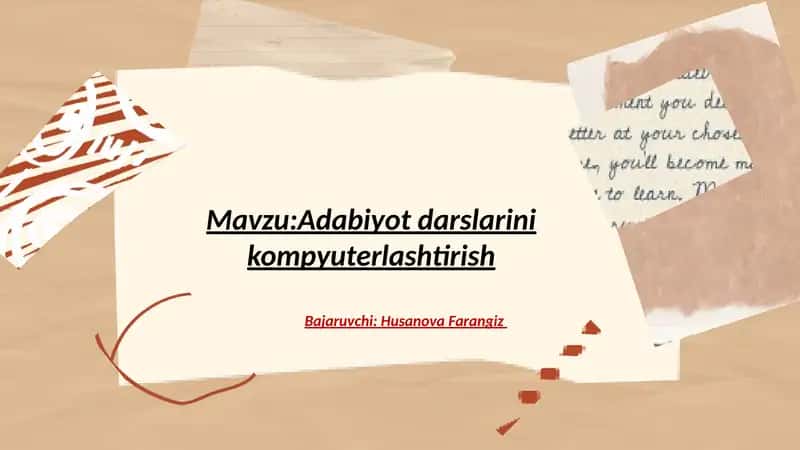 Adabiyot darslarini kompyuterlashtirish 1