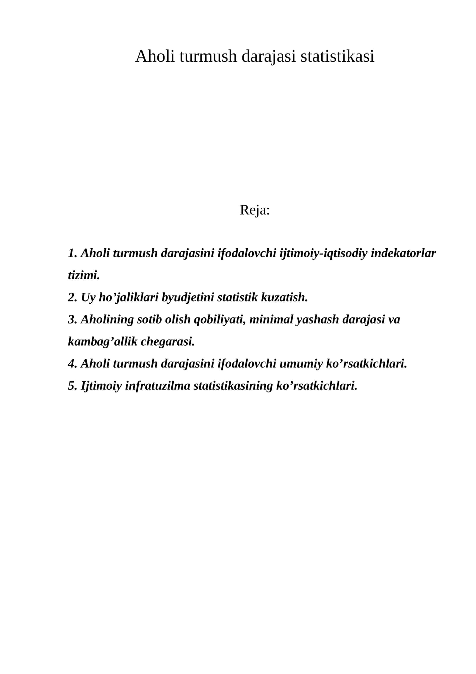 Aholi turmush darajasi statistikasi 1