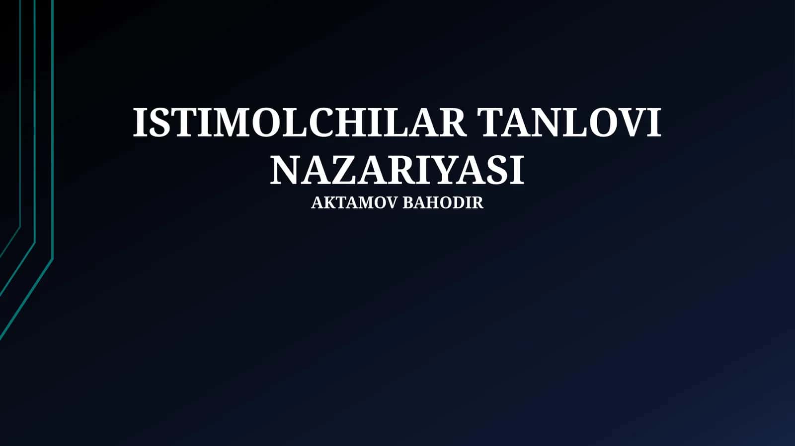 ISTIMOLCHILAR TANLOVI NAZARIYASI 1