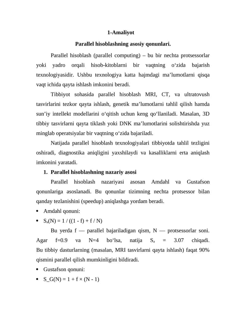 Parallel hisoblash texnologiyalari tibbiyotda 1
