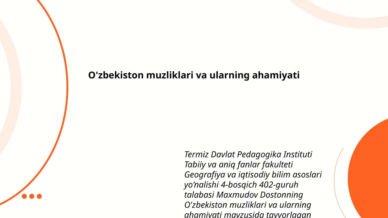O'zbekiston muzliklari va ularning ahamiyati 1