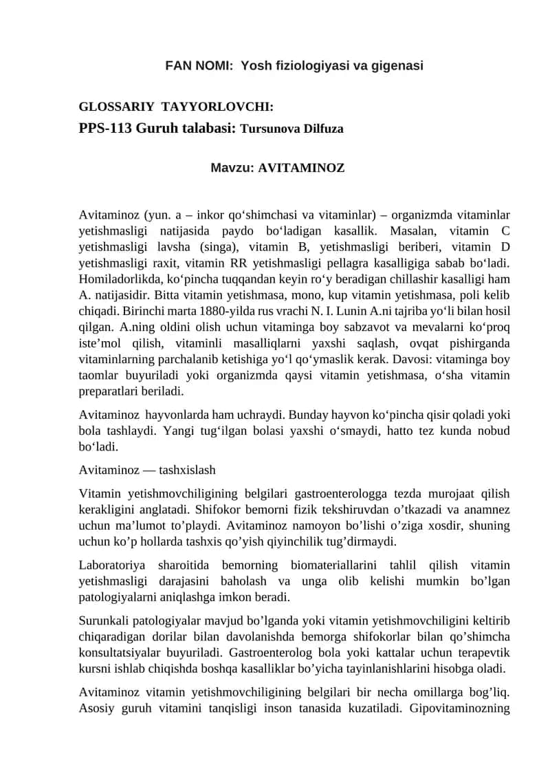 AVITAMINOZ 1