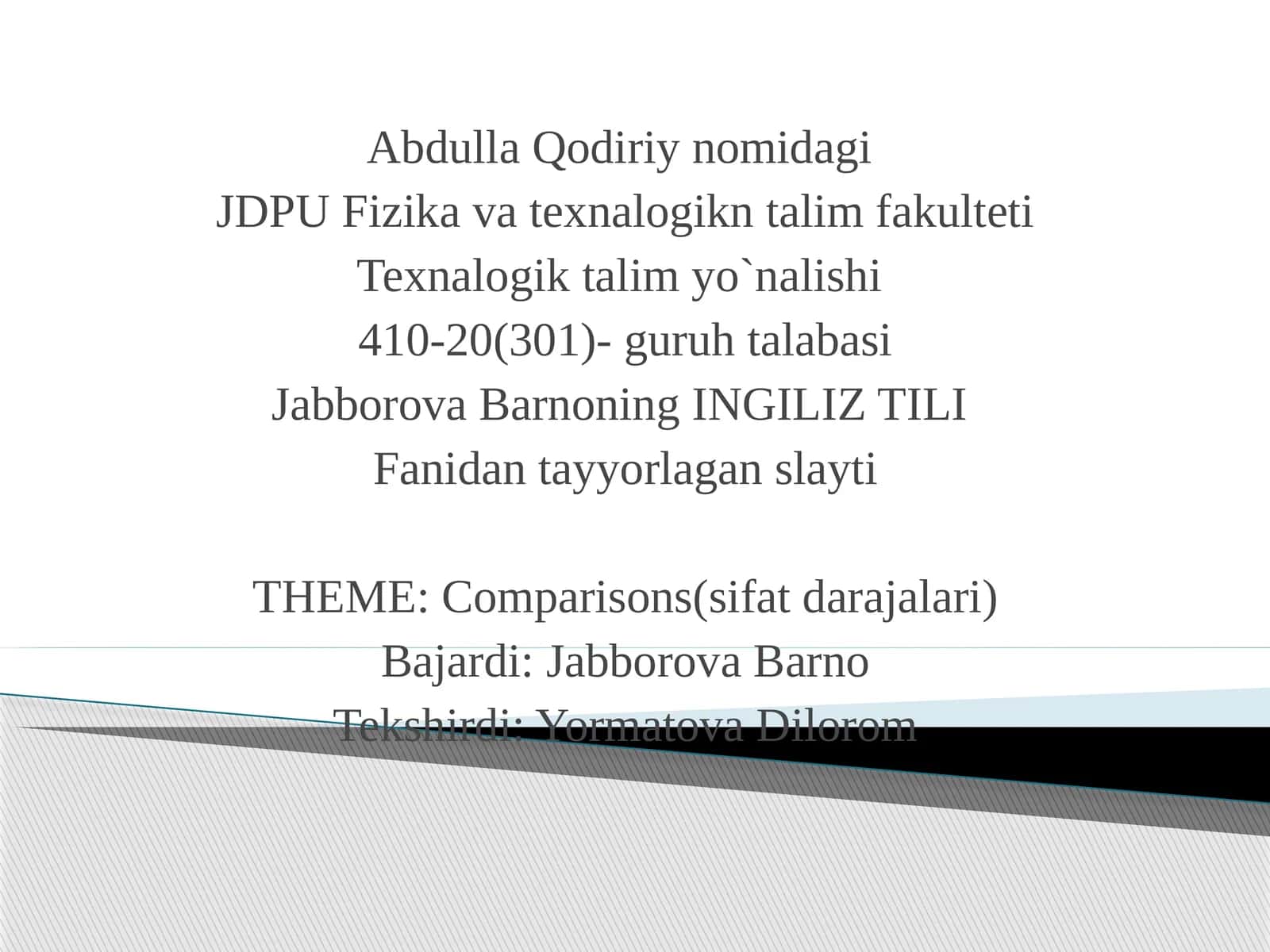 INGLIZ TILI Fanidantayyorlaganslayti 1