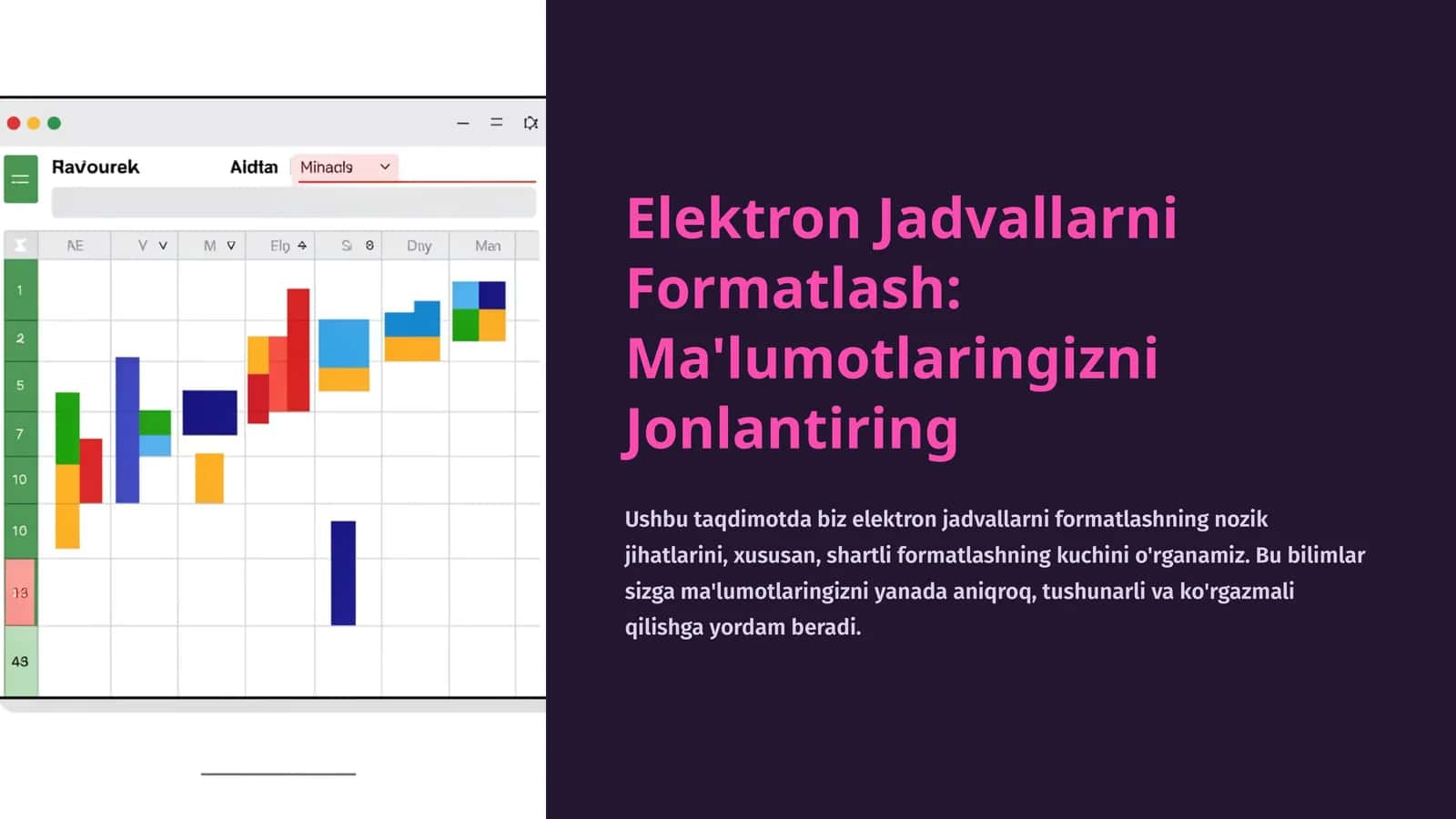 Elektron Jadvallarni Formatlash 1
