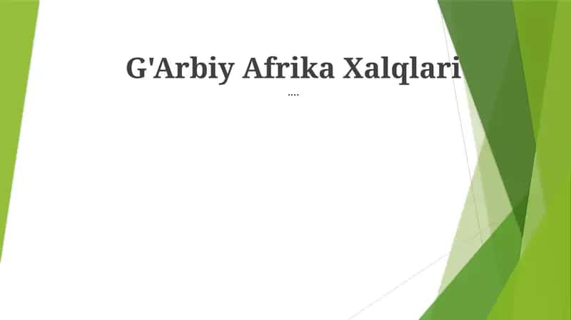 G'Arbiy Afrika Xalqlari 1