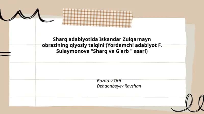 Iskandar Zulqarnayn obrazining qiyosiy talqini 1