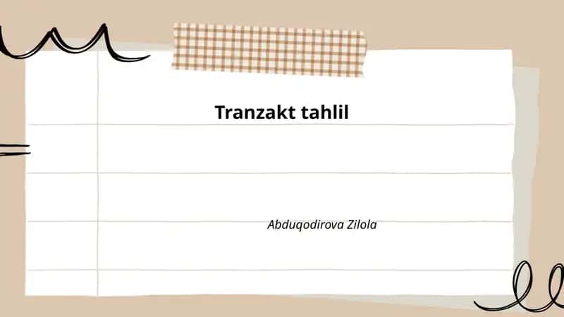 Tranzakt tahlil 1