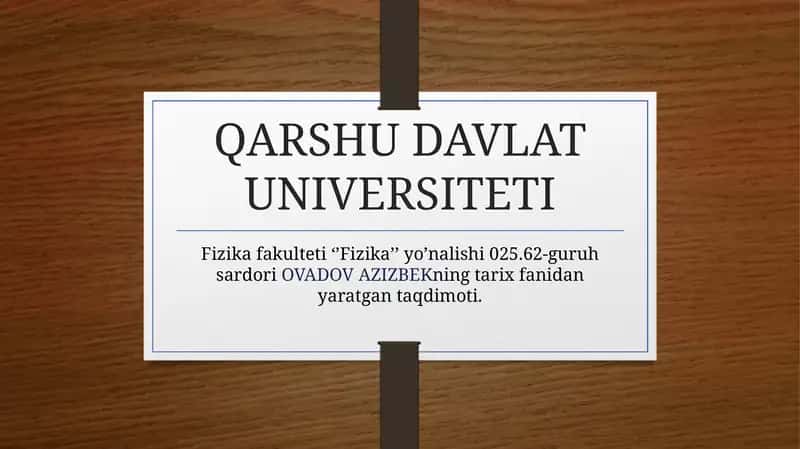 Fizika Fanidan Taqdimot 1