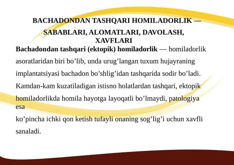 BACHADONDAN TASHQARI HOMILADORLIK 1