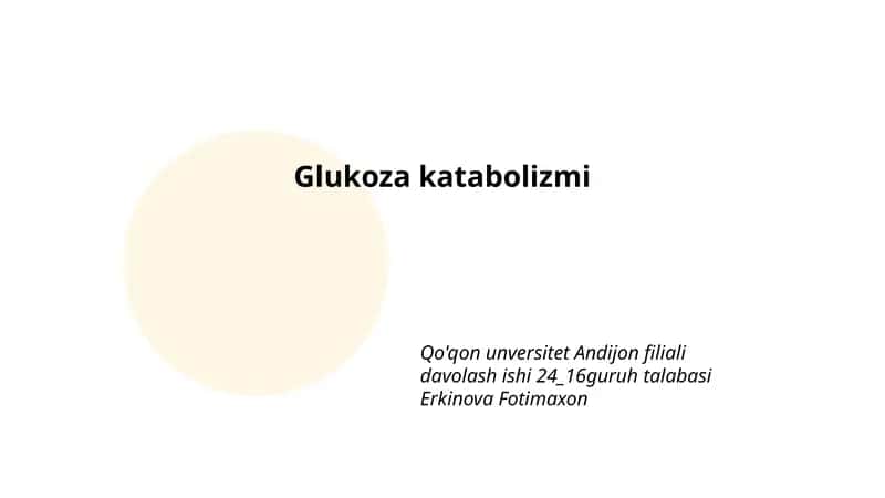 Glukoza katabolizmi 1