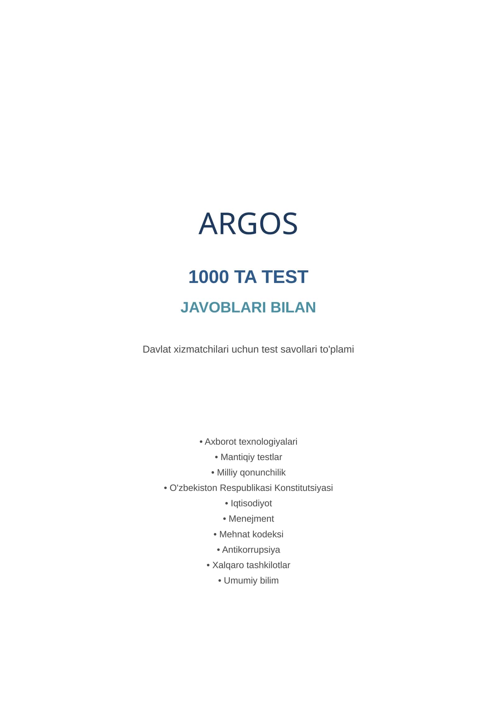 ARGOS 1000 Test 1