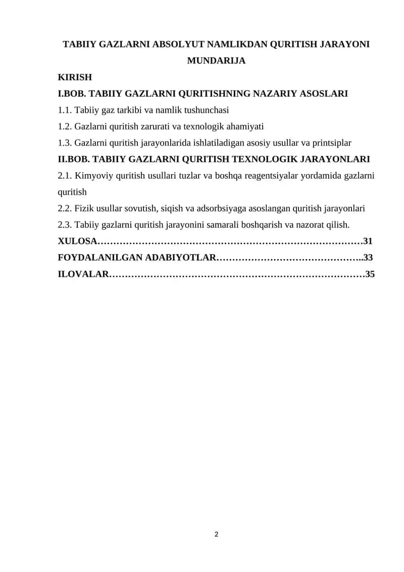 TABIIY GAZLARNI ABSOLYUT NAMLIKDAN QURITISH JARAYONI 1