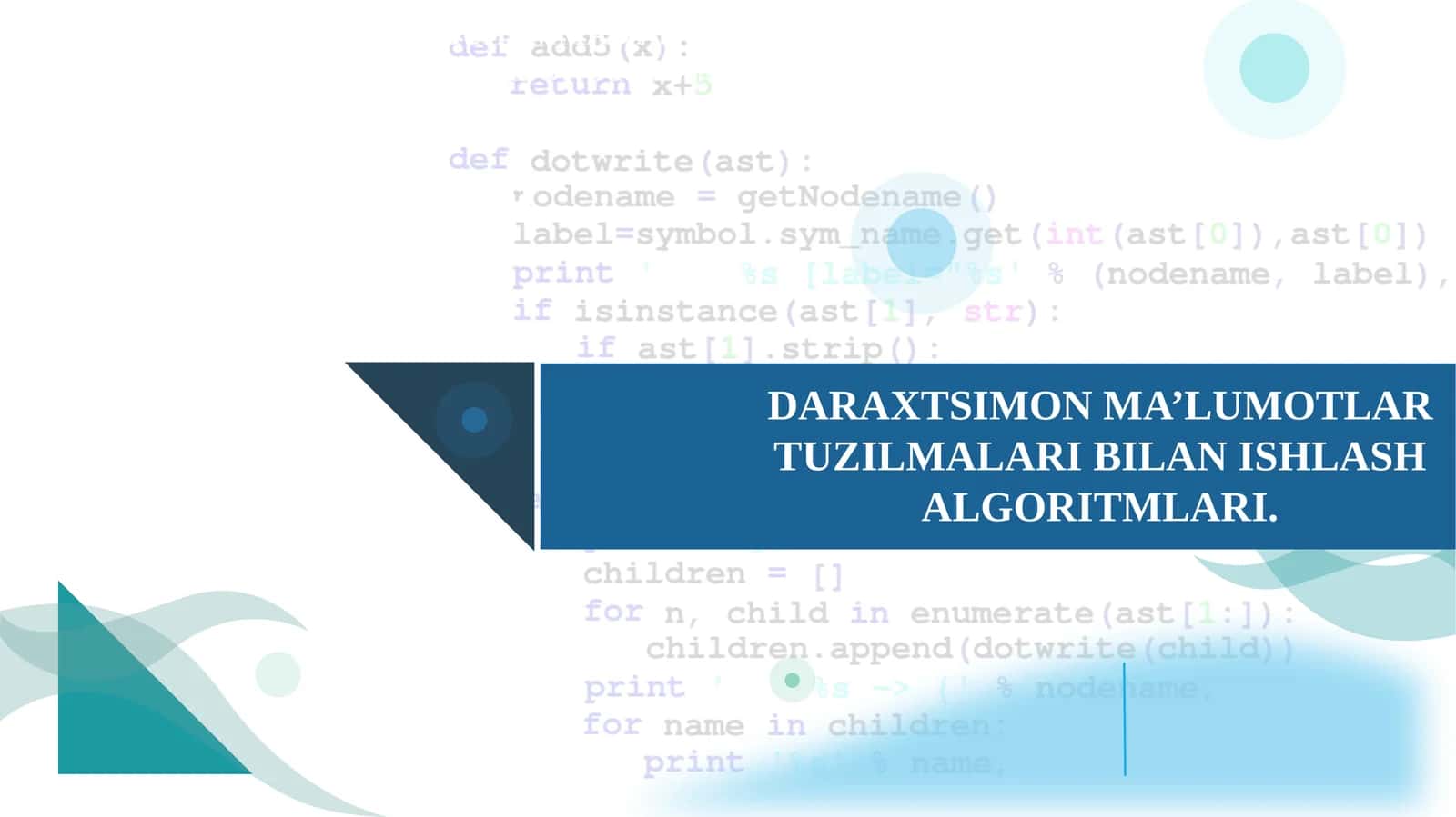DARAXTSIMONMA’LUMOTLARTUZILMALARI BILAN ISHLASH ALGORITMLARI 1