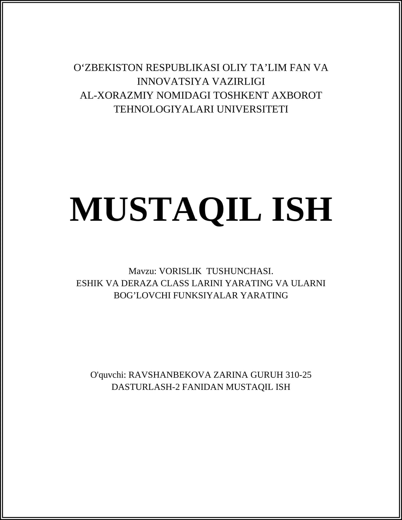 VORISLIK TUSHUNCHASI 1