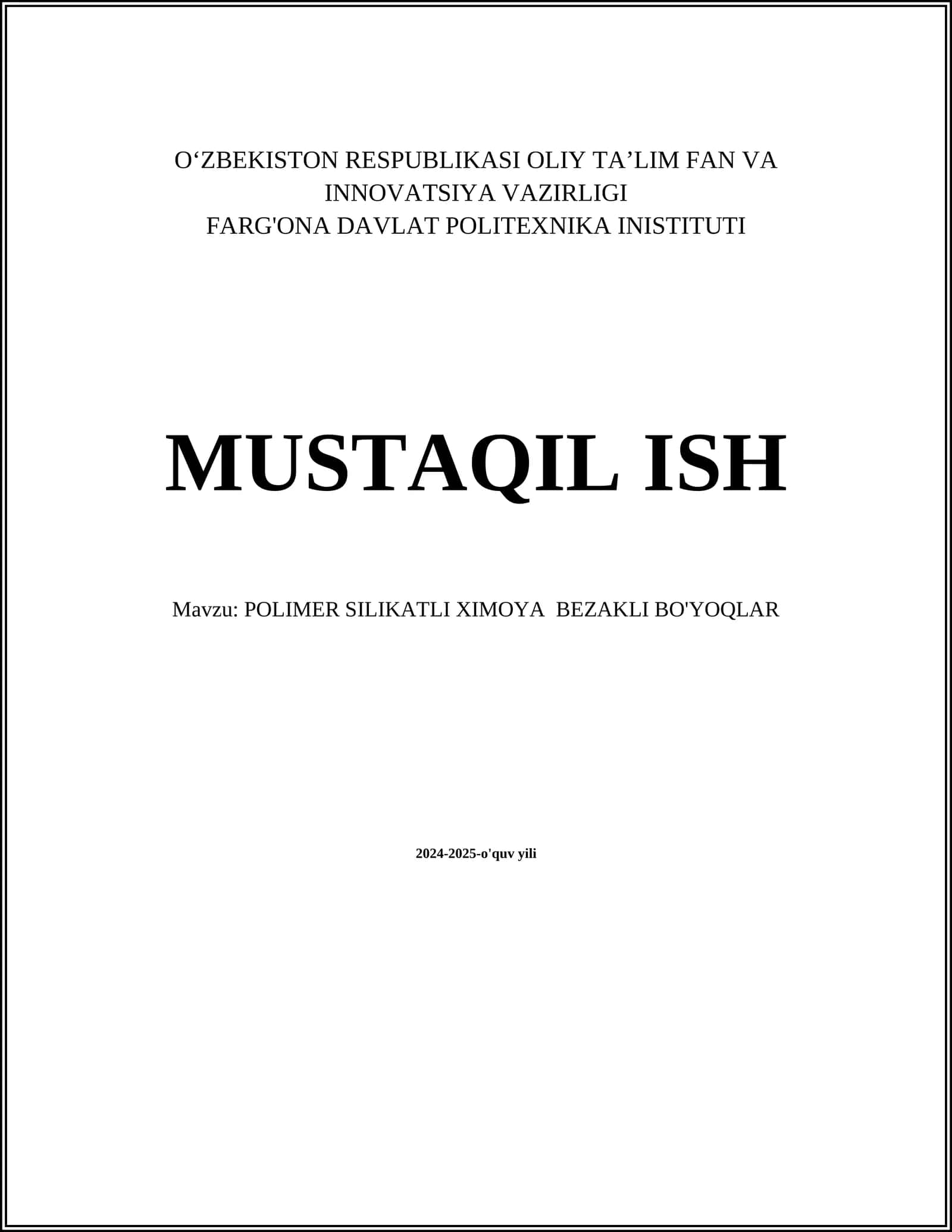 POLIMER SILIKATLI XIMOYA BEZAKLI BO'YOQLAR 1