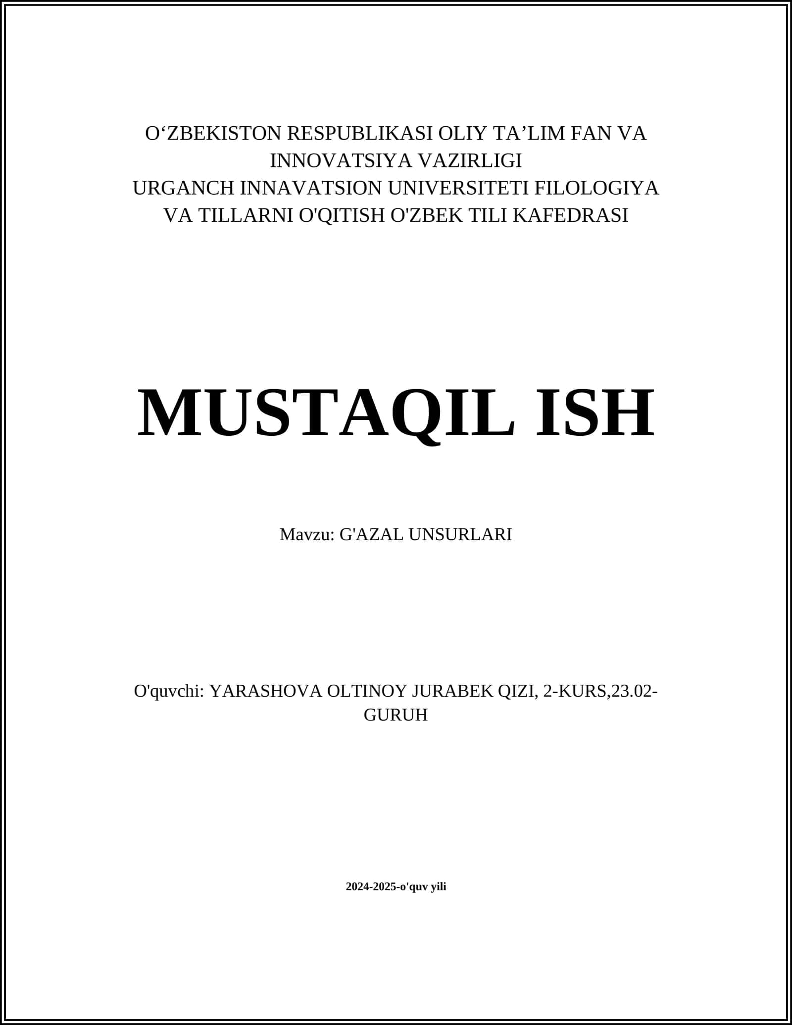 G'AZAL UNSURLARI 1