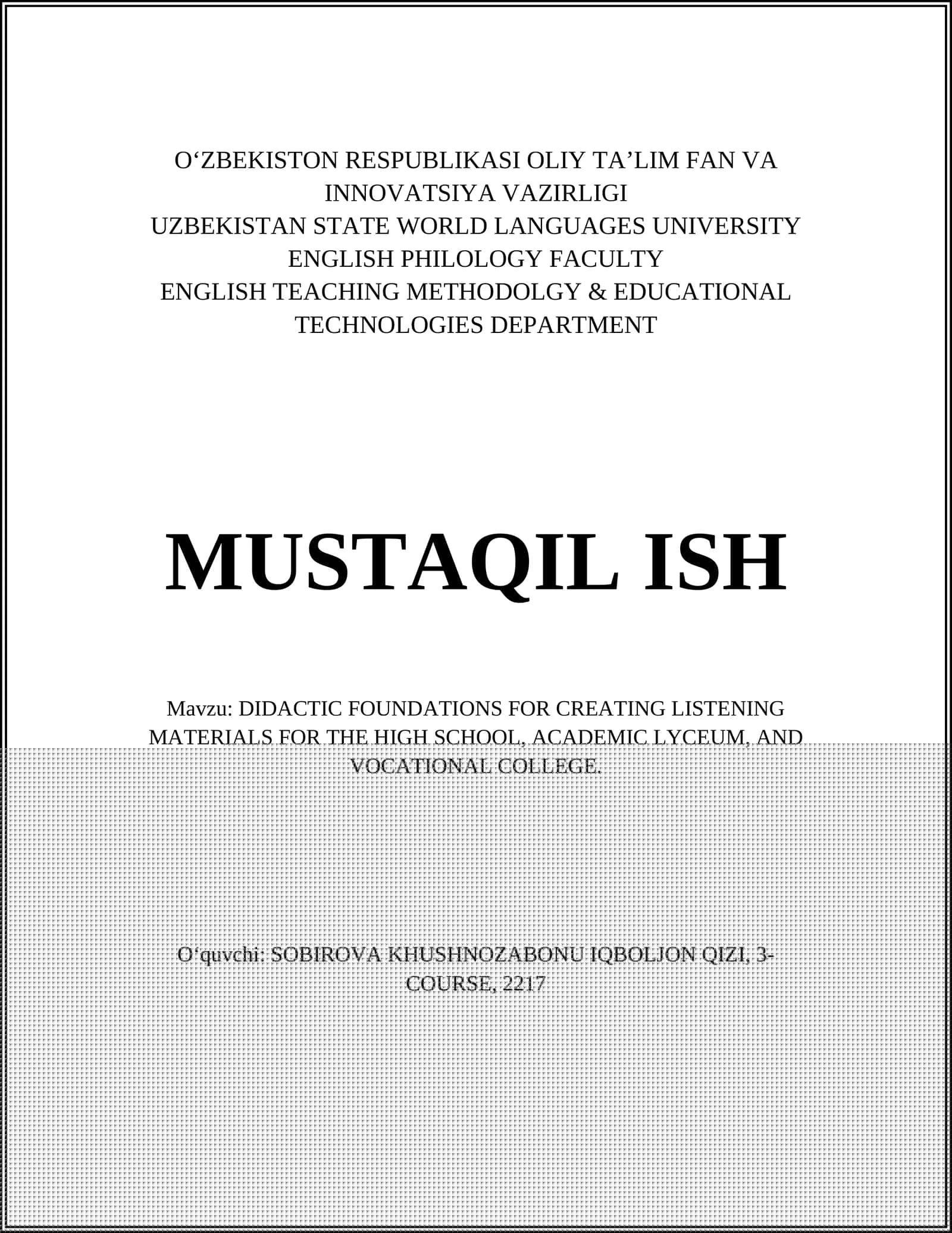 DIDACTIC FOUNDATIONS FOR CREATING LISTENING MATERIALS 1