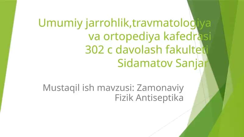 Zamonaviy Fizik Antiseptika 1