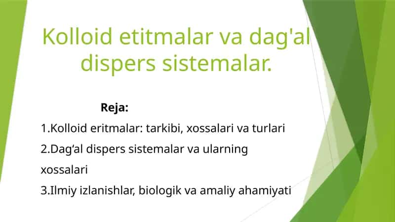 Kolloid etitmalar va dag'al dispers sistemalar